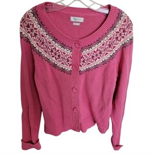 Vintage VanHeusen 100% Cotton Pink Button Down Cardigan Sweater Size Medium